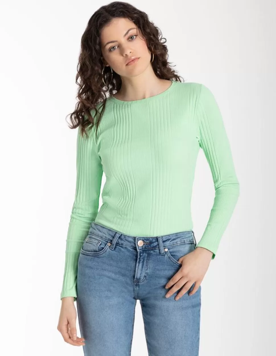 Damen Langarmshirt - Rippenstruktur-Ever Me Clearance